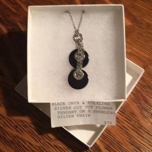 NWT Black Onyx Sterling Silver Pendant Necklace